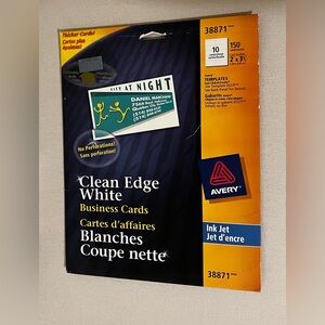 Avery Clean Edge White Business Cards - 4 Sheets + 2 Used Sheets (56 Cards)